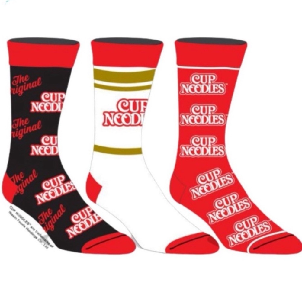 Cup Noodles Themed Men’s 3-Pair Crew Socks - Size 8-12